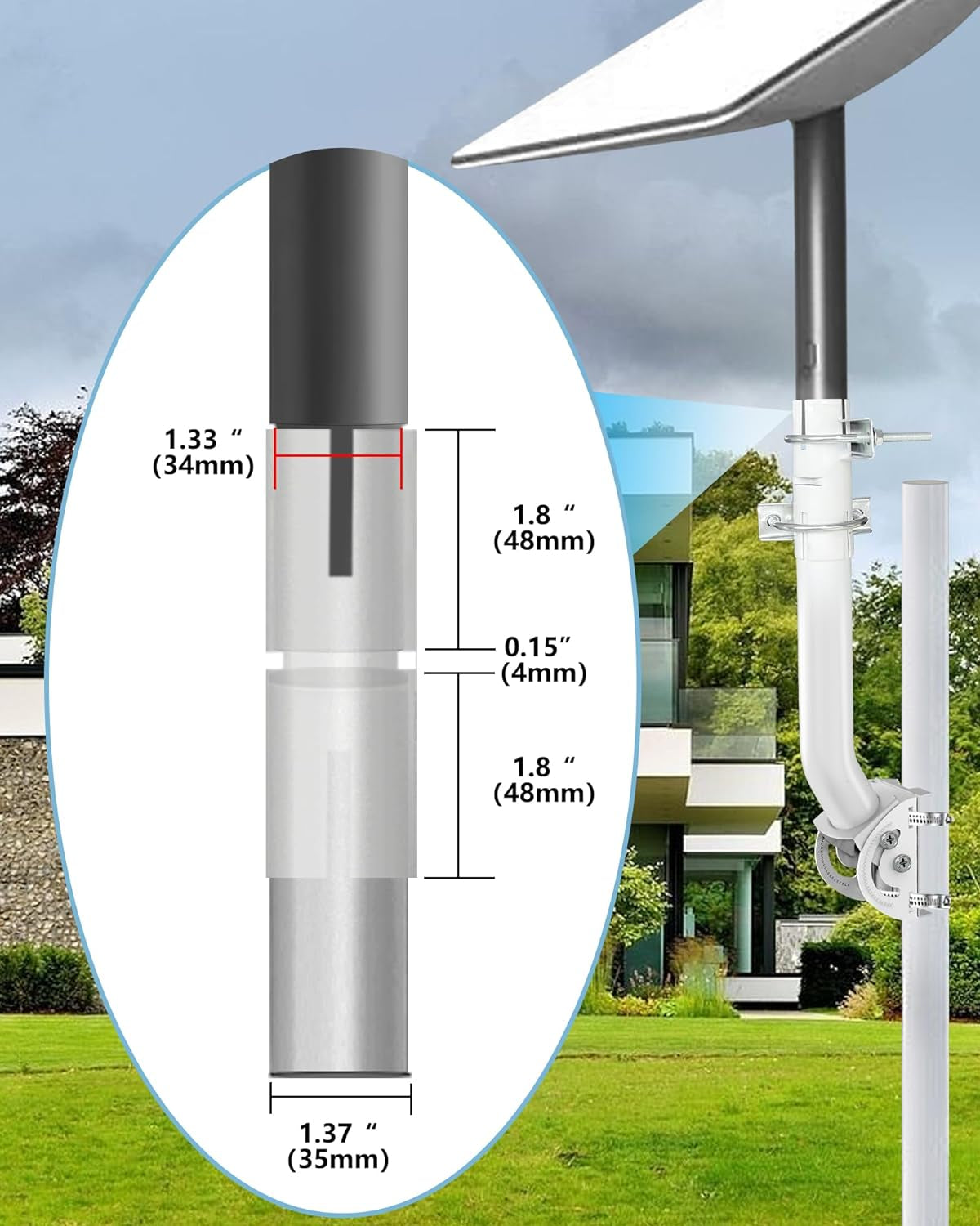 Starlink Mount - J Pole Mounting Kit for Starlink Satellite Antenna, with Extension Accessories, for Pole, Wall, or Roof Installation, Compatible with V2 Rectangular Dish(Bracket Only)