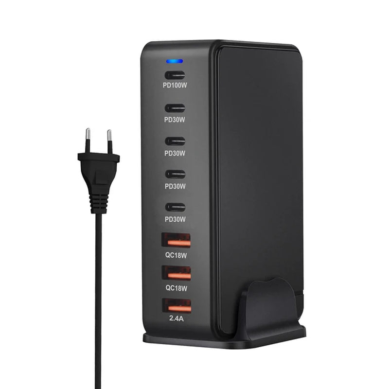 268W Desktop Gan Charger 8-Port USB Type C PD Charger Fast Charge 3.0 USB Type C Fast Charger Mobile USB Charger