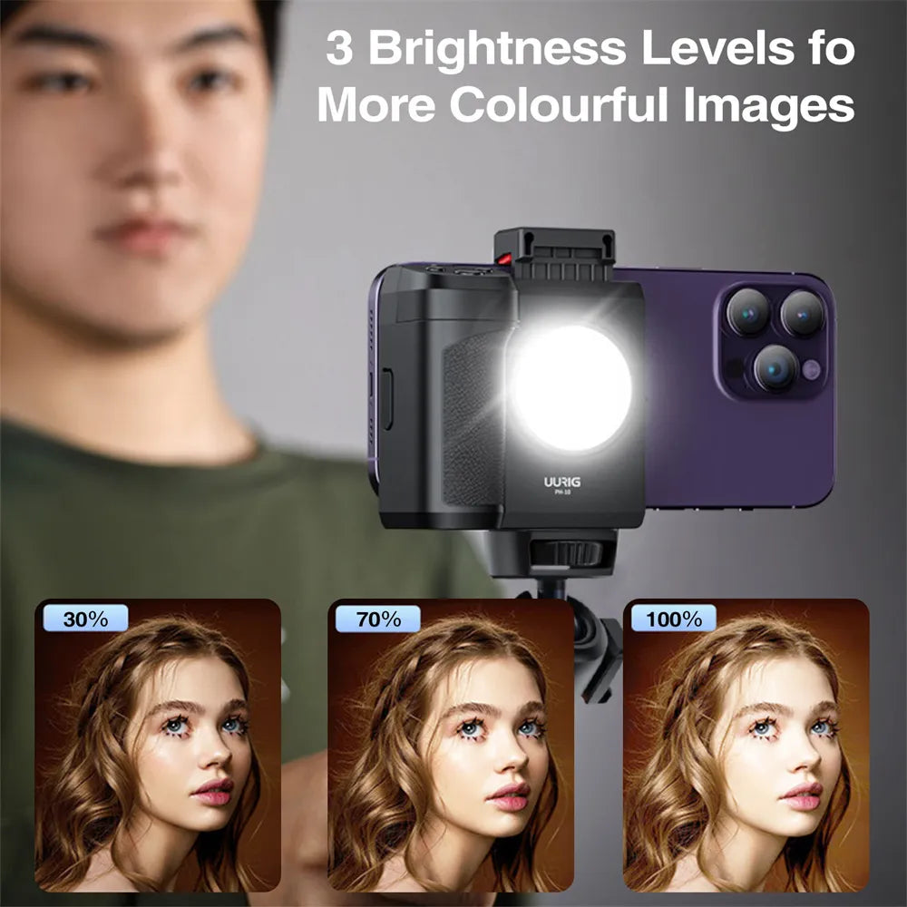 "Ultimate Phone Grip with Bluetooth Selfie Light - Enhance Your Phone Photography Experience!"