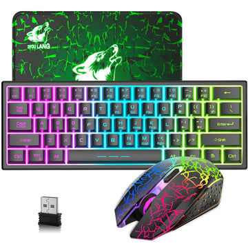 Rainbow Backlit Wireless Gaming Keyboard Mouse and Mat Combo Set_0