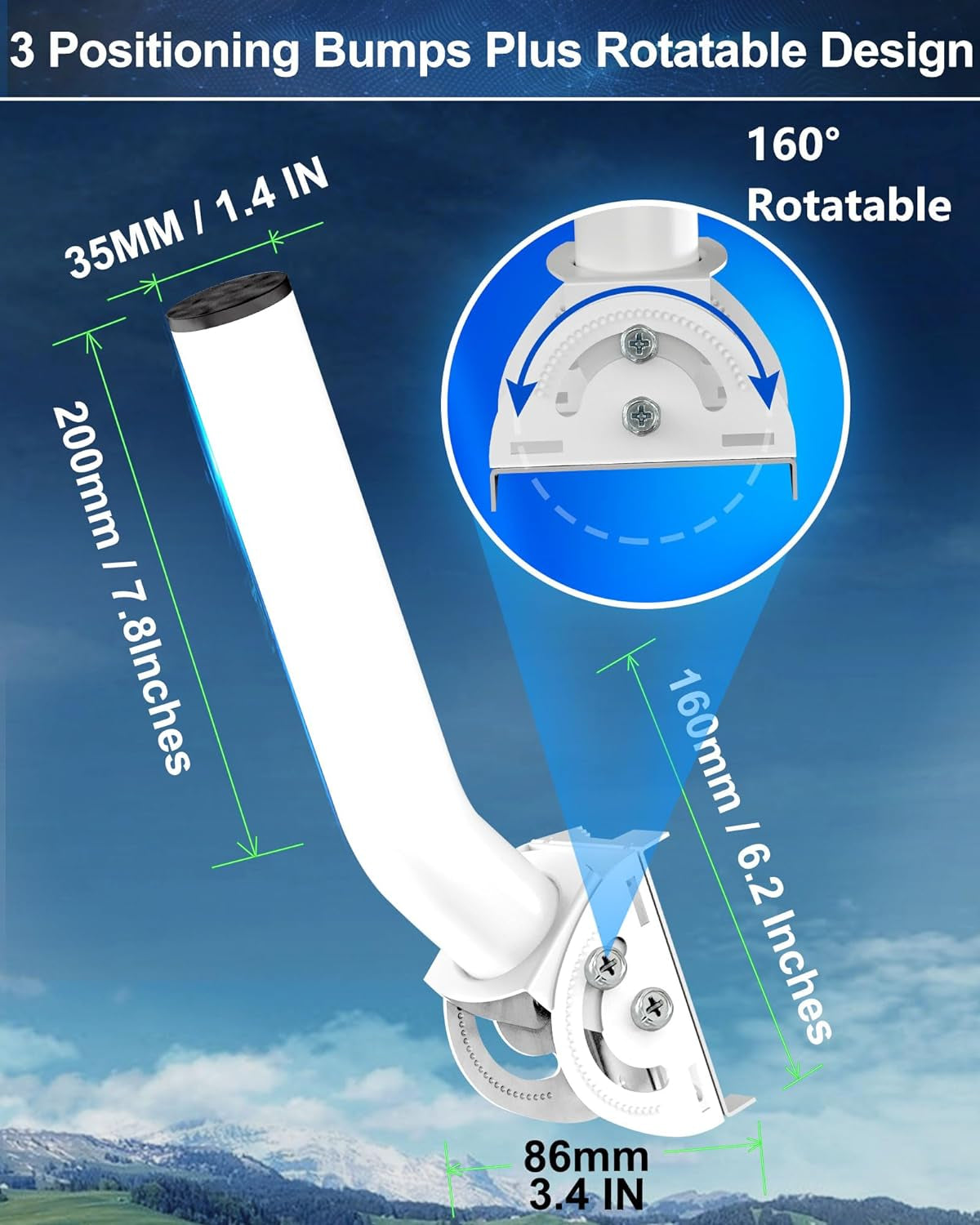 Starlink Mount - J Pole Mounting Kit for Starlink Satellite Antenna, with Extension Accessories, for Pole, Wall, or Roof Installation, Compatible with V2 Rectangular Dish(Bracket Only)