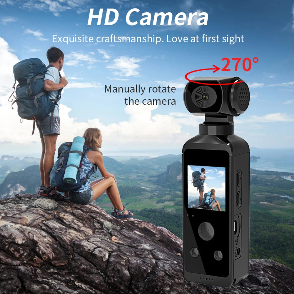 "Ultimate 4K Pocket Action Camera: Capture Every Adventure with 270° Rotatable Lens, Wifi Connectivity, Waterproof Case, and Helmet Mount - Perfect for Vlogging, Sports, Travel, and Biking!"