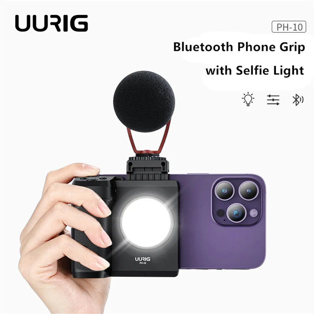 "Ultimate Phone Grip with Bluetooth Selfie Light - Enhance Your Phone Photography Experience!"