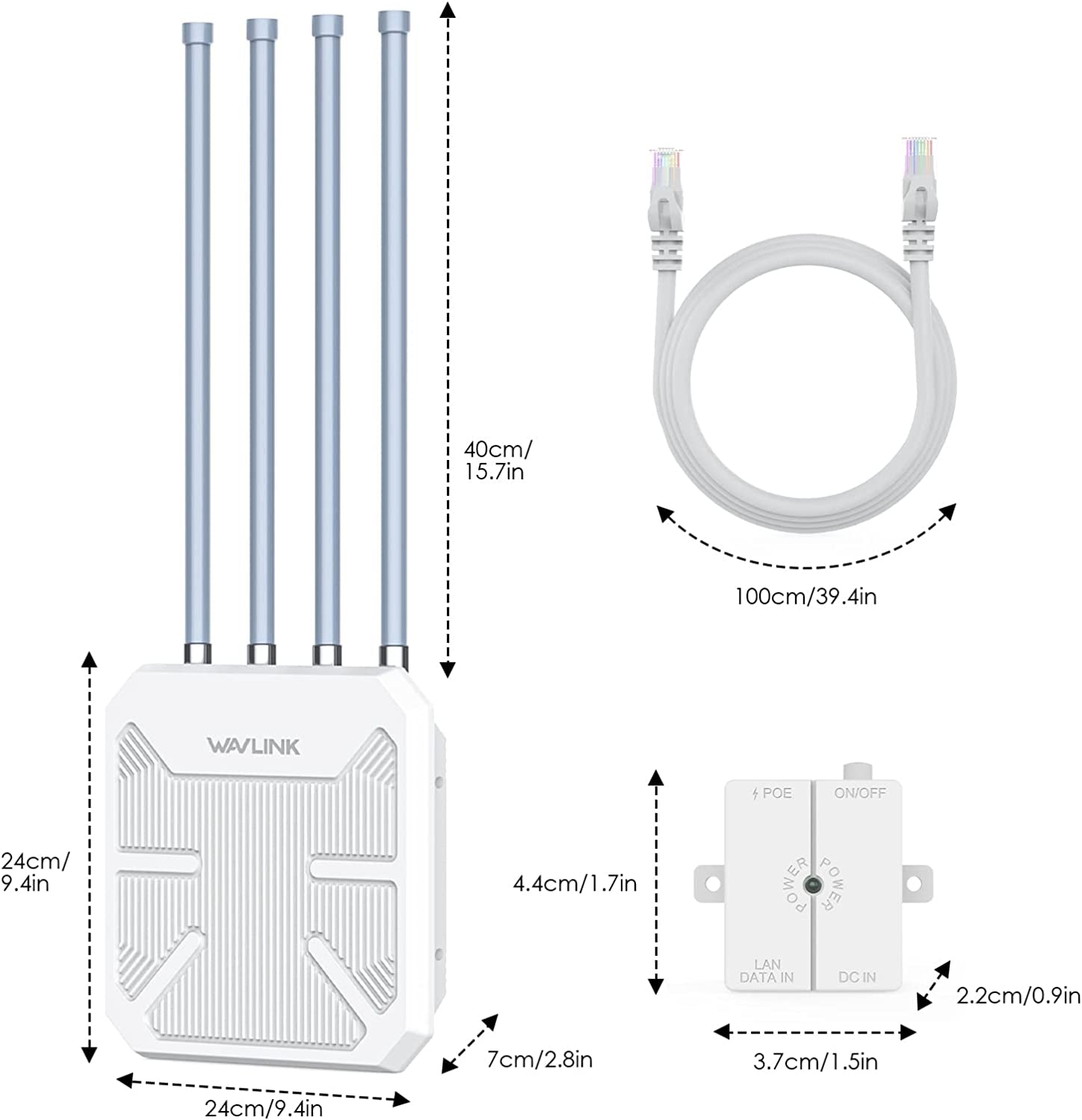 Wi-Fi 6 Outdoor Mesh Router/Ap/Repeater, AX1800 Dual Band 2.4G+5G Long Range Outdoor Wifi Mesh Extender with Poe/4X8Dbi High-Gain Antennas/Ip67 Weatherproof Enclosure/Signal Booster Amplifier