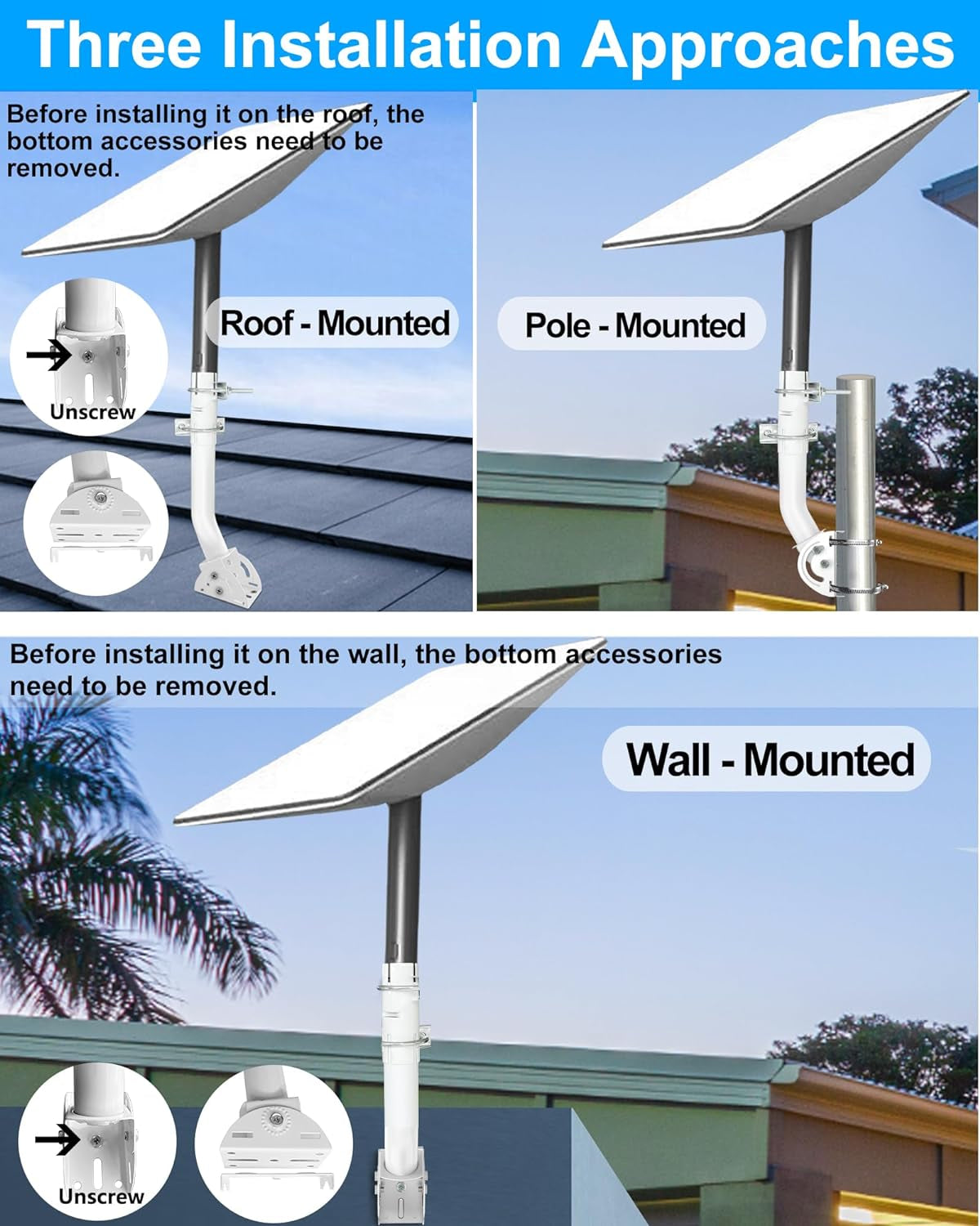 Starlink Mount - J Pole Mounting Kit for Starlink Satellite Antenna, with Extension Accessories, for Pole, Wall, or Roof Installation, Compatible with V2 Rectangular Dish(Bracket Only)