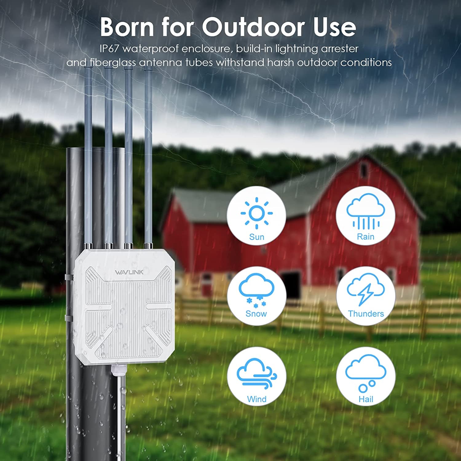 Wi-Fi 6 Outdoor Mesh Router/Ap/Repeater, AX1800 Dual Band 2.4G+5G Long Range Outdoor Wifi Mesh Extender with Poe/4X8Dbi High-Gain Antennas/Ip67 Weatherproof Enclosure/Signal Booster Amplifier