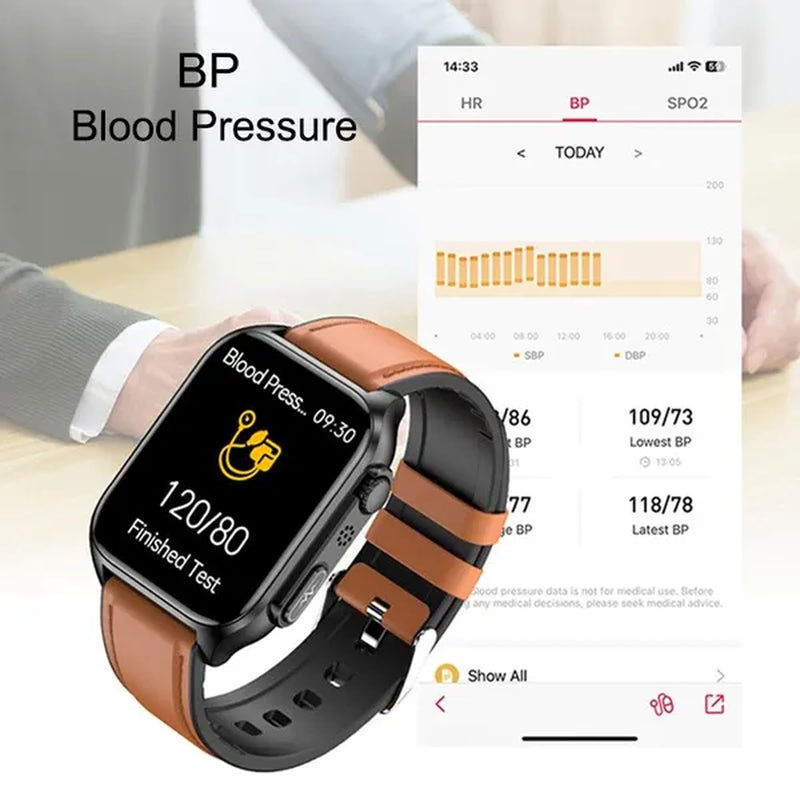 New ECG+PPG Bluetooth Call 1.96Inch Smart Watch Men Blood Sugar Pressure Health Heart Rate Fitness Man Sport Smartwatch for Ios Android