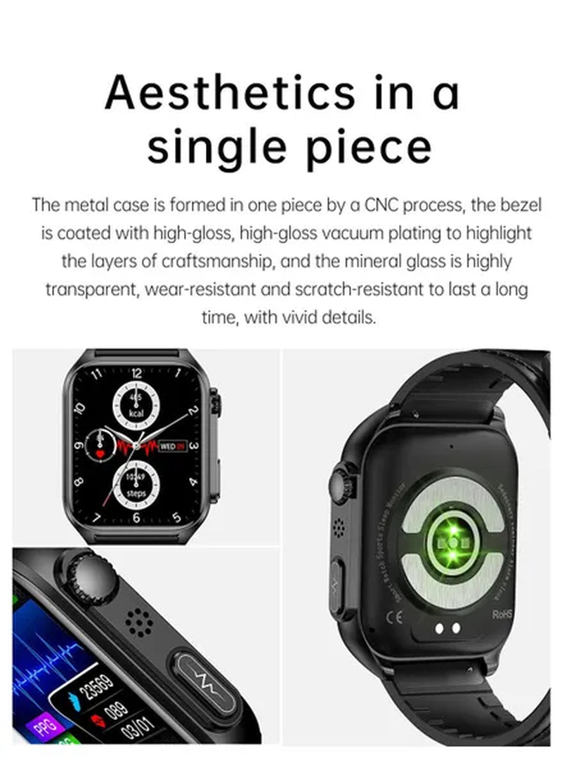 New ECG+PPG Bluetooth Call 1.96Inch Smart Watch Men Blood Sugar Pressure Health Heart Rate Fitness Man Sport Smartwatch for Ios Android