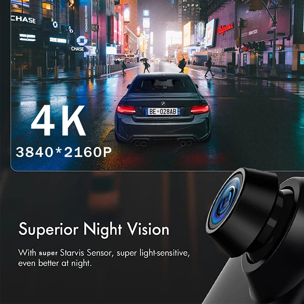 "Ultimate 4K UHD Car Dash Cam with Carplay, Android Auto, GPS, Rearview Mirror, and WIFI - Your All-in-One Car DVR Video Camera!"