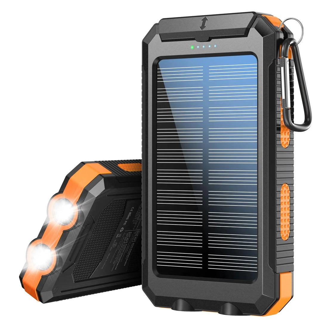 10000Mah Portable Solar Power Bank, 1 Piece Dual USB Output Port Waterproof Power Bank with LED Light, Solar Charger Power Bank, Solar Panel Charger, Solar Phone Charger Compatible with Iphone & Android Phone for Spring Camping