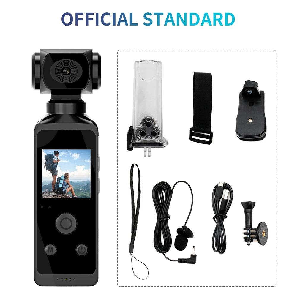 "Ultimate 4K Pocket Action Camera: Capture Every Adventure with 270° Rotatable Lens, Wifi Connectivity, Waterproof Case, and Helmet Mount - Perfect for Vlogging, Sports, Travel, and Biking!"