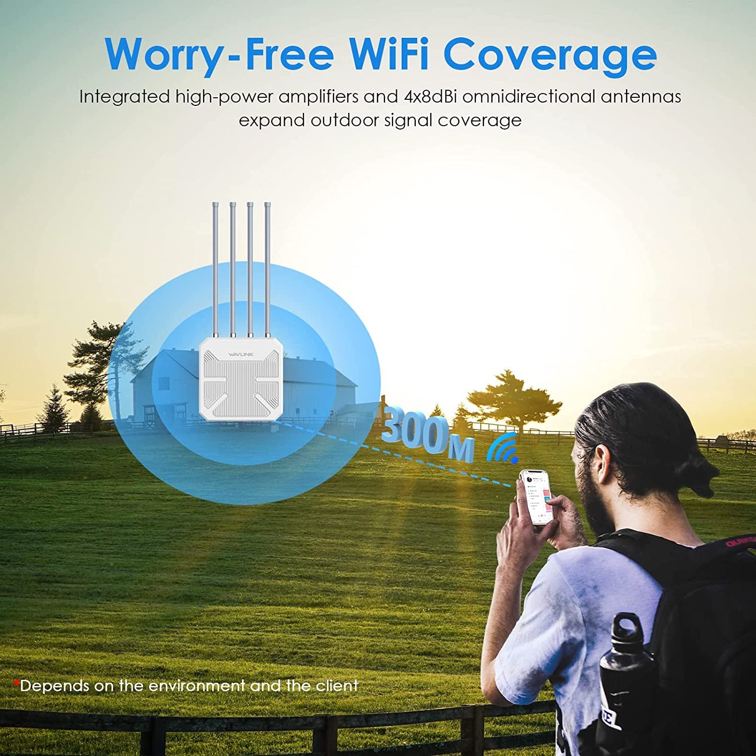 Wi-Fi 6 Outdoor Mesh Router/Ap/Repeater, AX1800 Dual Band 2.4G+5G Long Range Outdoor Wifi Mesh Extender with Poe/4X8Dbi High-Gain Antennas/Ip67 Weatherproof Enclosure/Signal Booster Amplifier