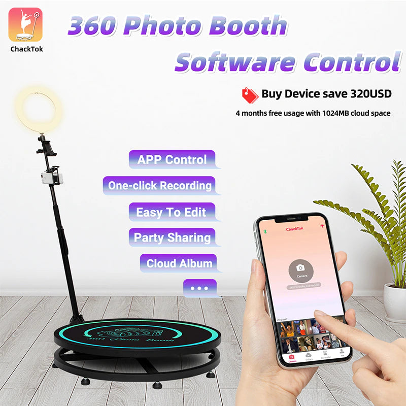 "Ultimate 360 Photo Booth: Capture Every Angle at Events and Parties with Rotating Camera - Fast Shipping from Overseas Warehouses!"