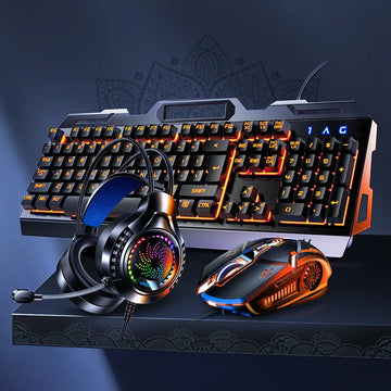 USB RGB Gamer Keyboard Gaming Keyboard and Mouse Headphone Gamer Kit Backlit Wired Computer Keyboard Set for Pc Laptop 3 In1