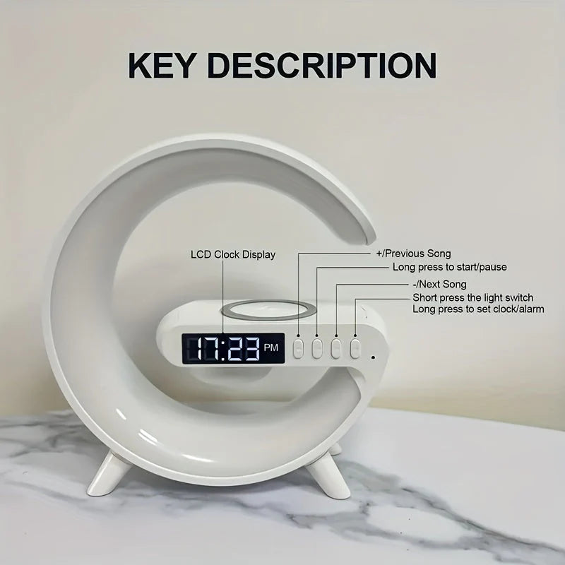 Multi-Functional Mobile Phone Wireless Charger Wireless Music Player Colorful Smart Light Clock Display