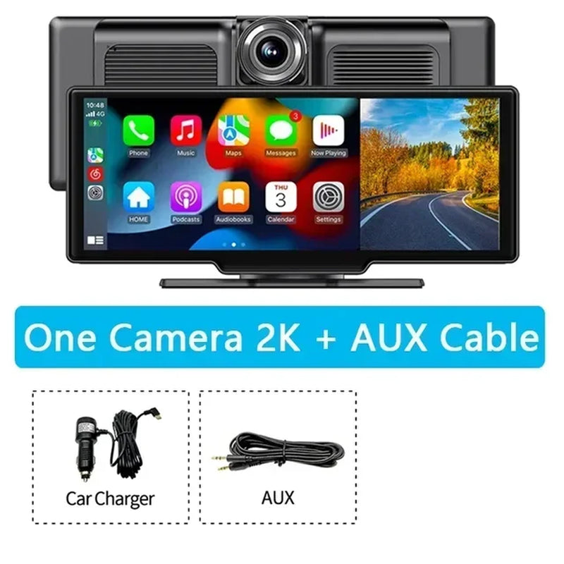 Carplay & Android Auto Car DVR Black Box 10.26 Inch Car Screen Dash Cam Camera Night Vision Video Recorder Car Assecories